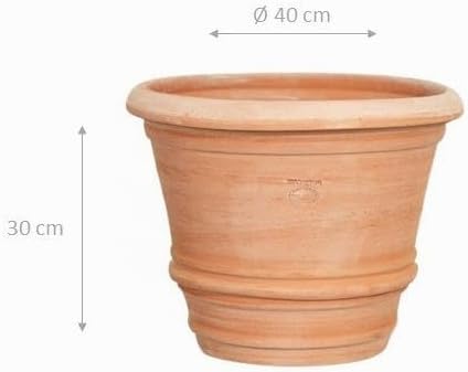 Biscottini Vase en terre cuite Toscane L40xPR40xH30 - Grands pots en terre cuite pour l'intérieur et l'extérieur - Grand vase extérieur en terre cuite fabriqué en Italie