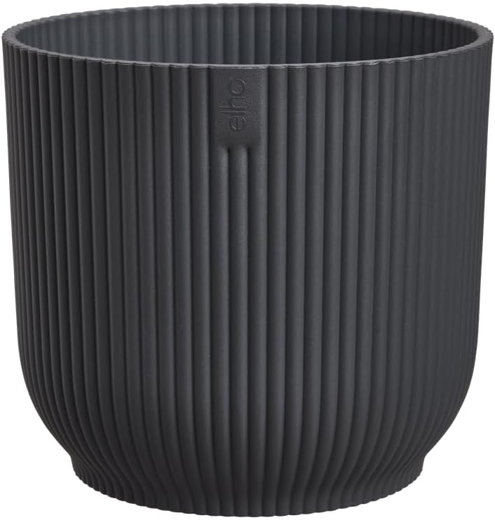 Vibes Fold Rond Mini 11 - Pot De Fleurs pour Intérieur - Plastique 100% recyclé - Ø 11.1 x H 10.5 cm - Noir/Anthracite