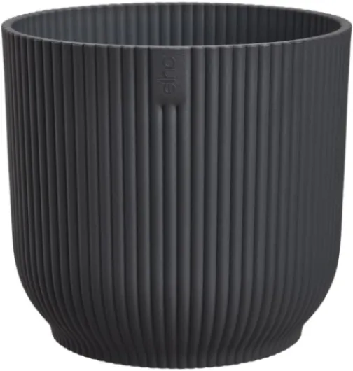 Vibes Fold Rond Mini 11 - Pot De Fleurs pour Intérieur - Plastique 100% recyclé - Ø 11.1 x H 10.5 cm - Noir/Anthracite