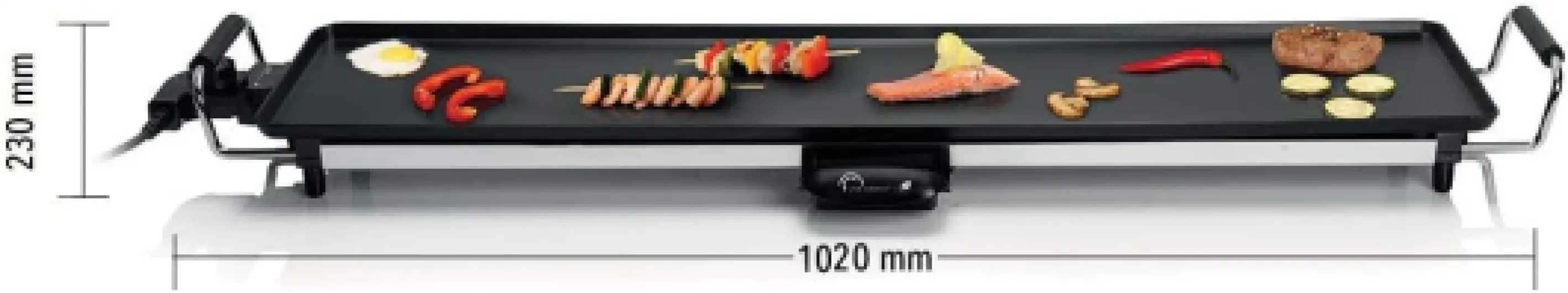 8239 Happy Plancha 90, Plancha électrique 8-10 personnes, Plaque XXL anti-adhésive, Tout aliment, 2000W, Noir/I 90 x 23 cm