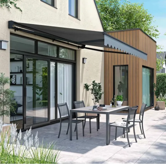Oviala Store banne électrique 4x3m en Aluminium Anthracite