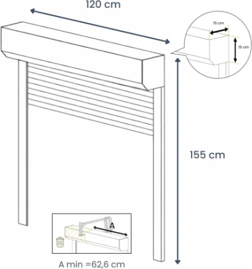 Volet Roulant Electrique Filaire Ajustable Lame PVC - H 155 cm x L 120 cm- Coloris Blanc - Montage Facile, pour Fenêtre