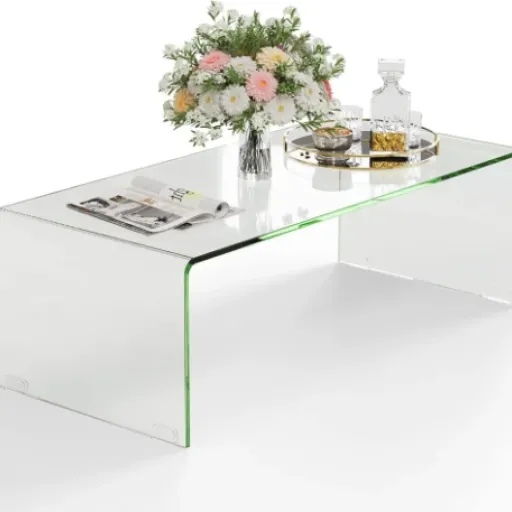 Test COSTWAY Table Basse Verre Trempé en U : simple, lourde, efficace dans un salon moderne