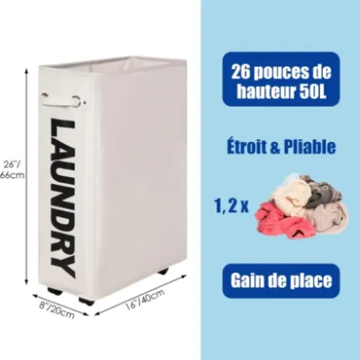 Test Caroeas Panier à Linge 55L Slim : le panier qui se faufile partout (mais pas fait pour déménager une couette)