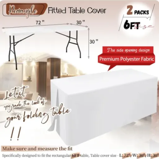 Test lot de 2 nappes ajustées 180 x 75 x 73 cm : les housses pratiques pour tables pliantes, sans chichis