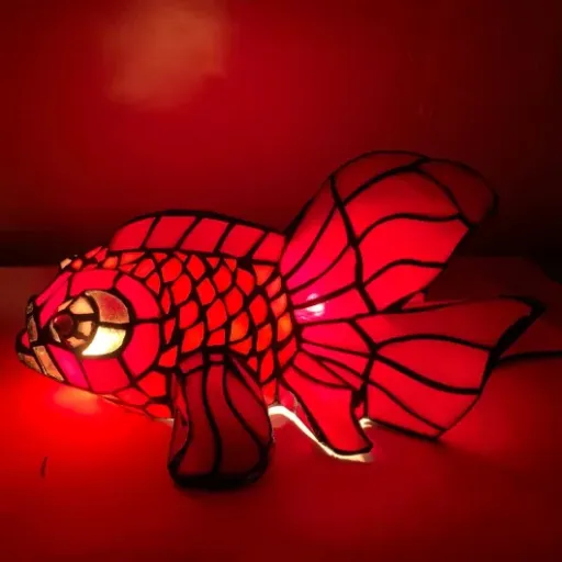 Test Bieye Lampe de table vitrail poisson rouge : une petite lampe déco qui mise tout sur le look