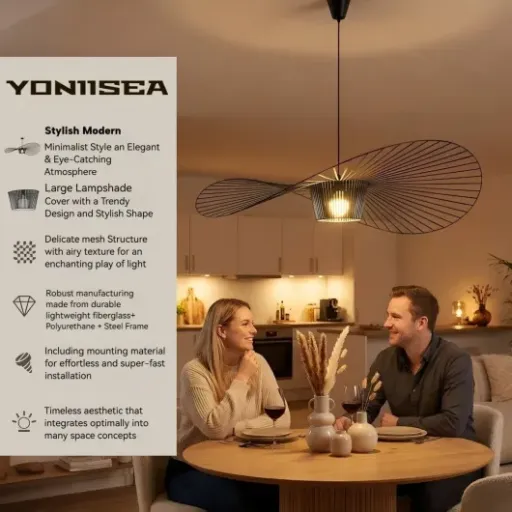Test Lustre Vertigo Noir 80cm : l’alternative pas chère qui fait le taf dans un salon moderne