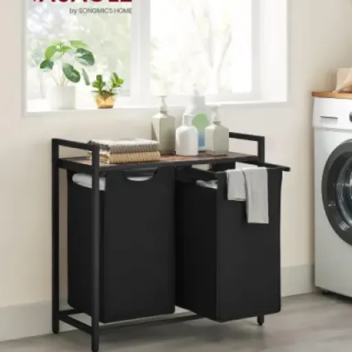 Test VASAGLE Panier à Linge 2 Compartiments : le meuble de tri qui range (un peu) ta buanderie