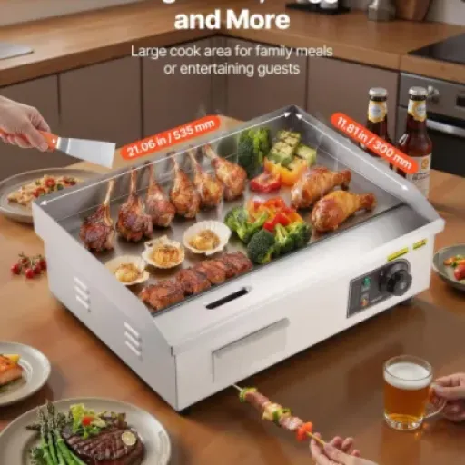 Test VEVOR Plancha Électrique 3200 W : une grosse plaque qui chauffe fort, mais pas sans défauts