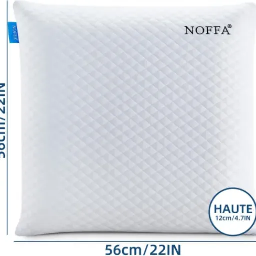 Test NOFFA Oreillers Mémoire de Forme 56x56 : grands coussins fermes qui tiennent bien la nuque